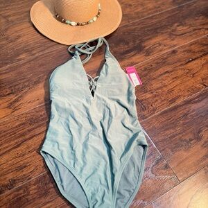 Xhilaration Light Blue Women Swim One Piece